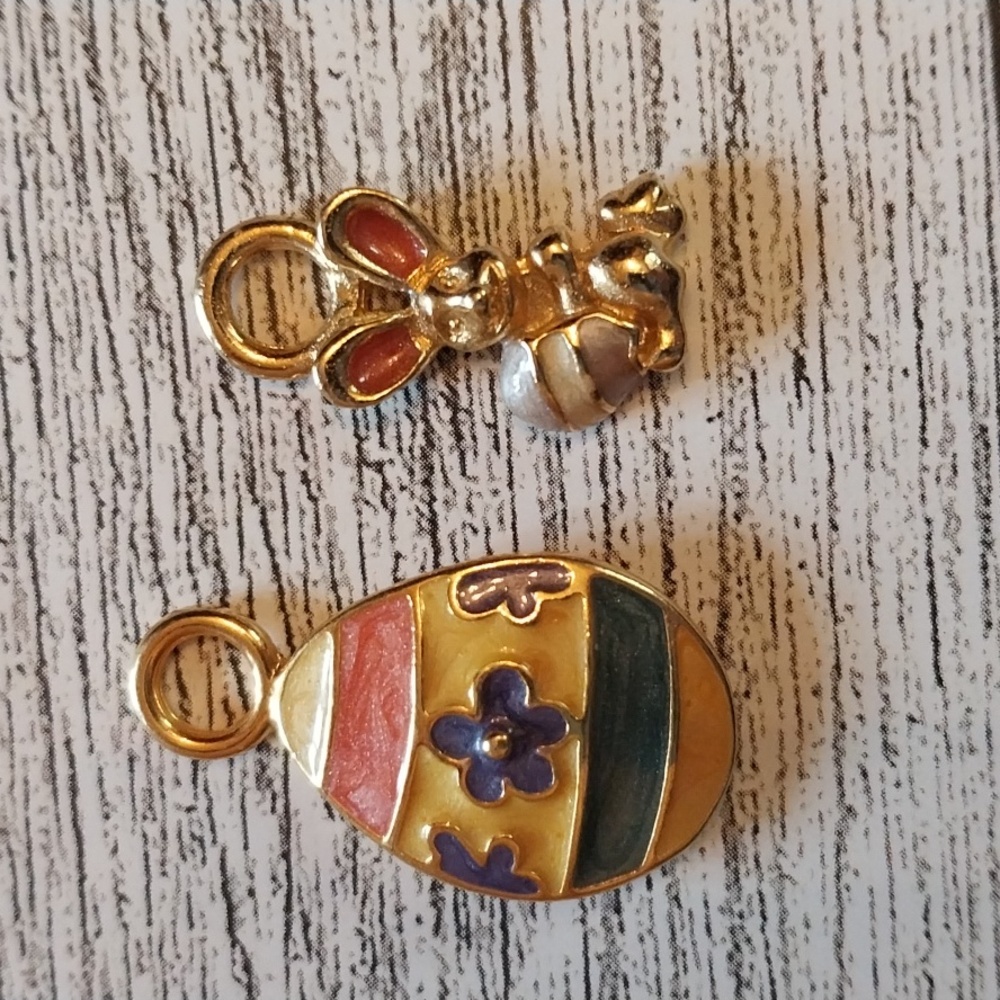 Easter bunny and egg charms